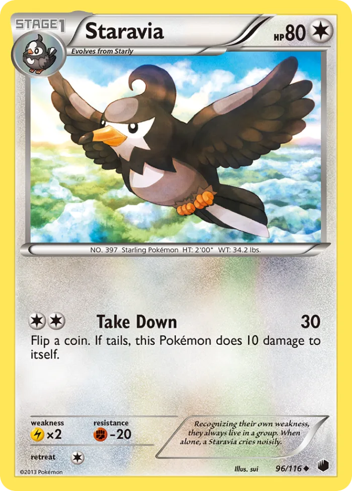 Staravia #96 Plasma Freeze Pokemon card