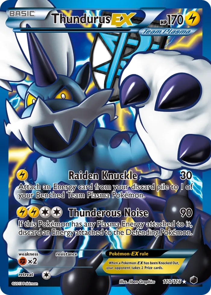 Thundurus-EX #110 Plasma Freeze Pokemon card