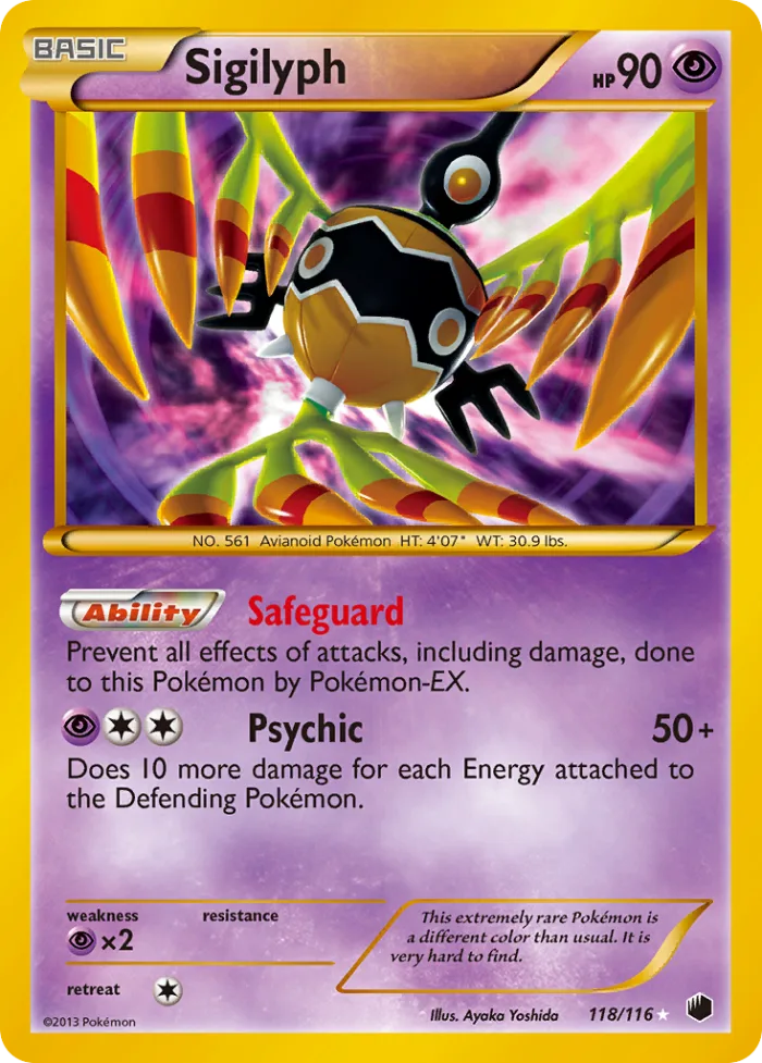 Sigilyph #118 Plasma Freeze Pokemon card