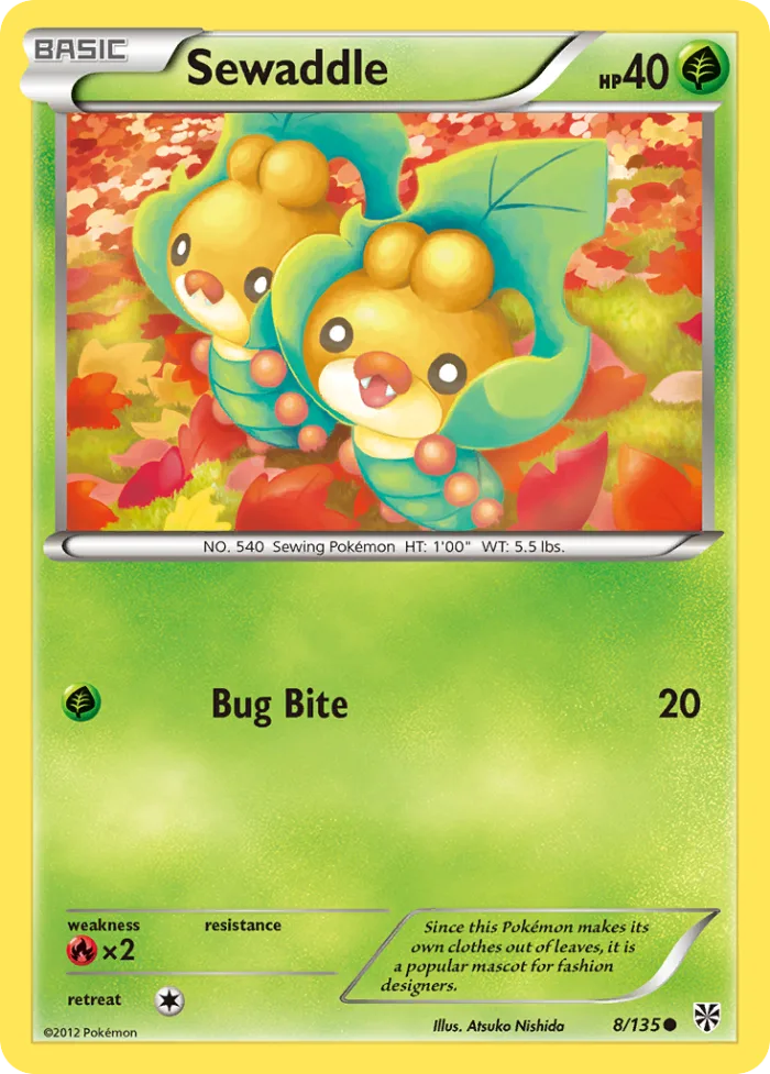 Sewaddle #8 Plasma Storm Pokemon card