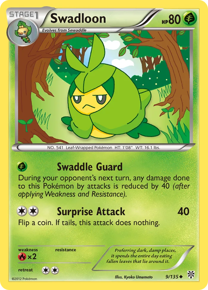 Swadloon #9 Plasma Storm Pokemon card