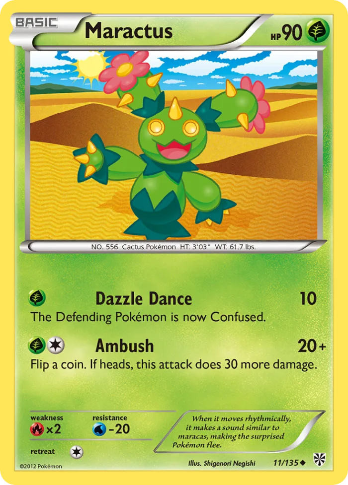 Maractus #11 Plasma Storm Pokemon card