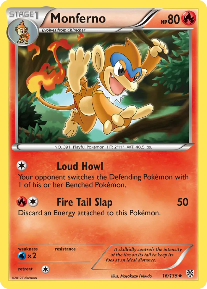 Monferno #16 Plasma Storm Pokemon card