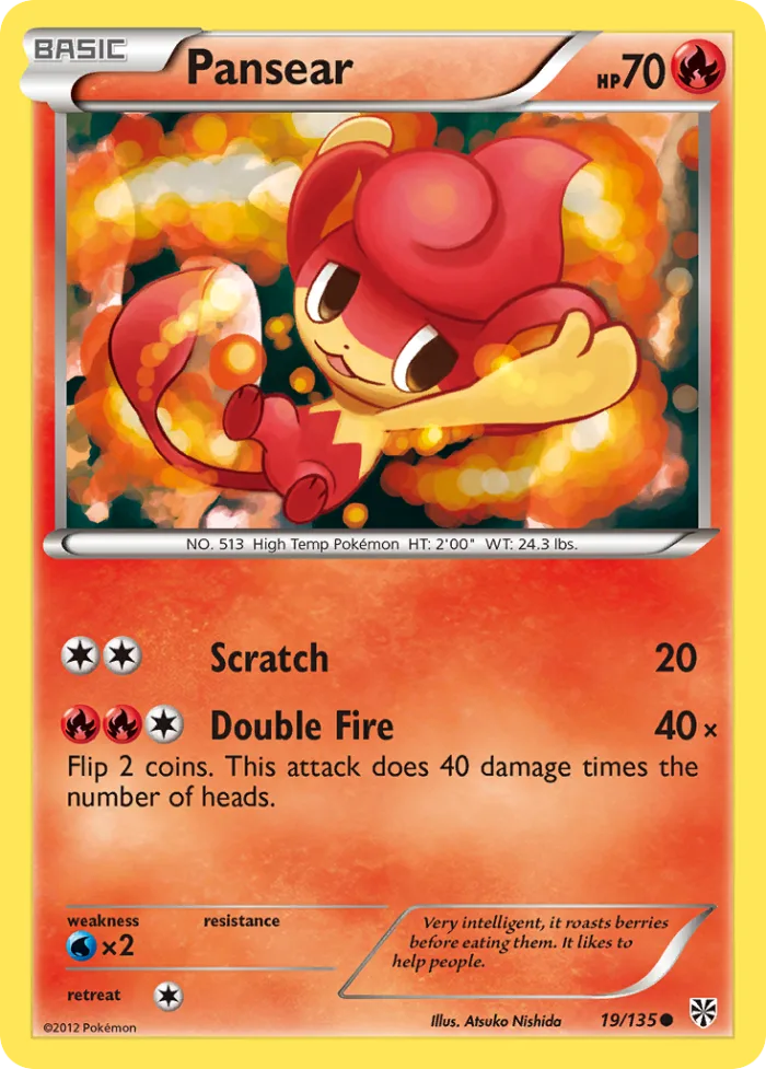 Pansear #19 Plasma Storm Pokemon card