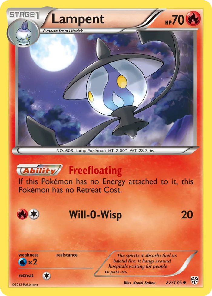 Lampent #22 Plasma Storm Pokemon card