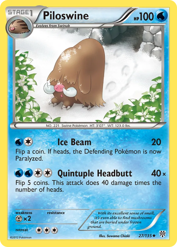 Piloswine #27 Plasma Storm Pokemon card