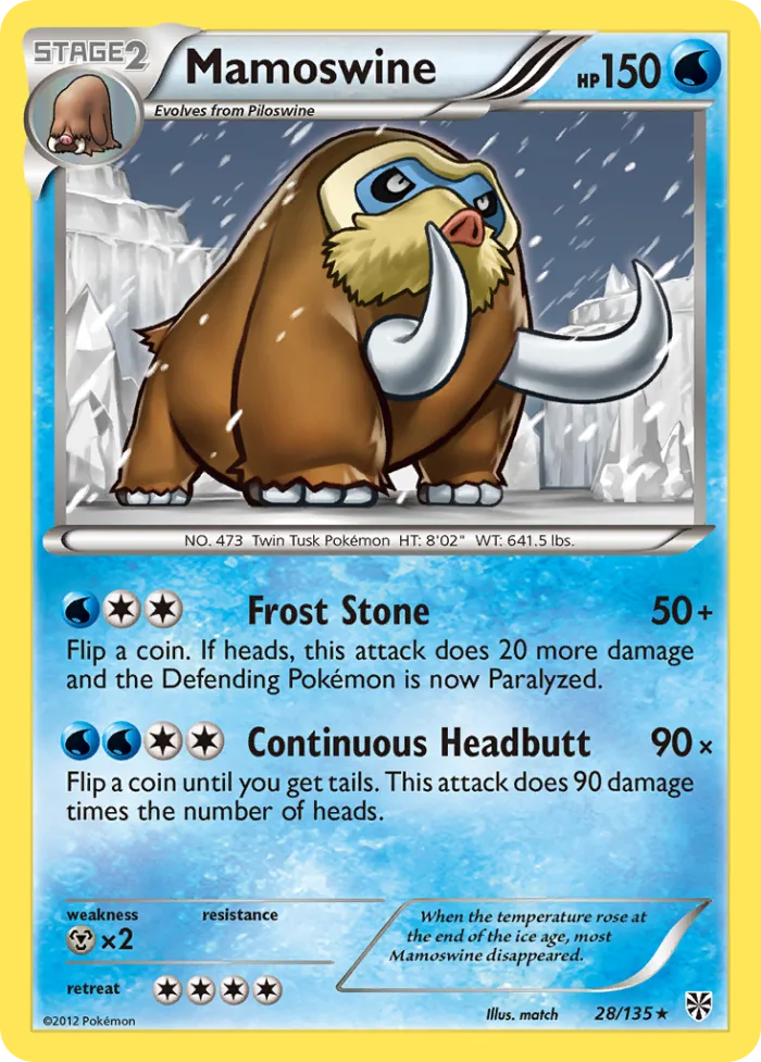 Mamoswine #28 Plasma Storm Pokemon card