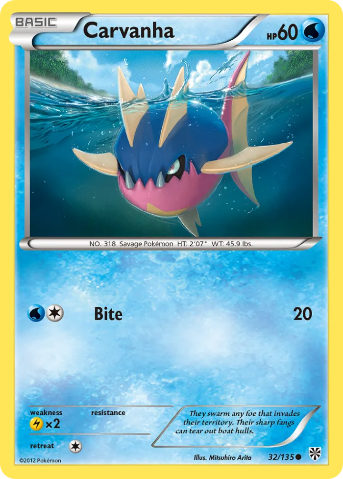 Carvanha #32 Plasma Storm Pokemon card
