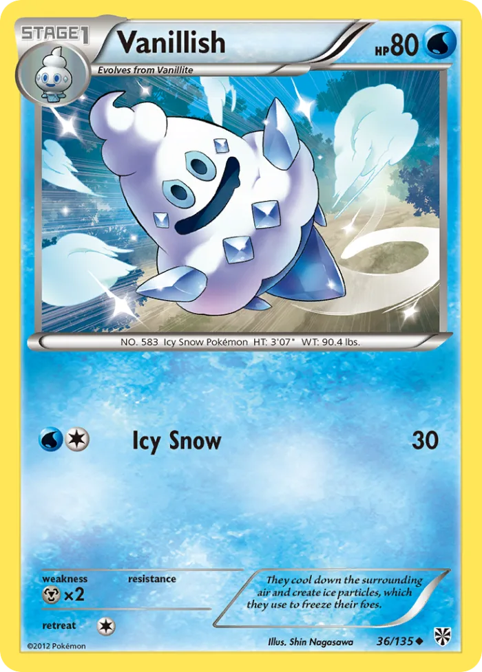 Vanillish #36 Plasma Storm Pokemon card