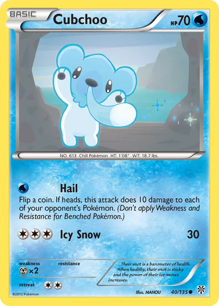 Cubchoo #40 Plasma Storm Pokemon card