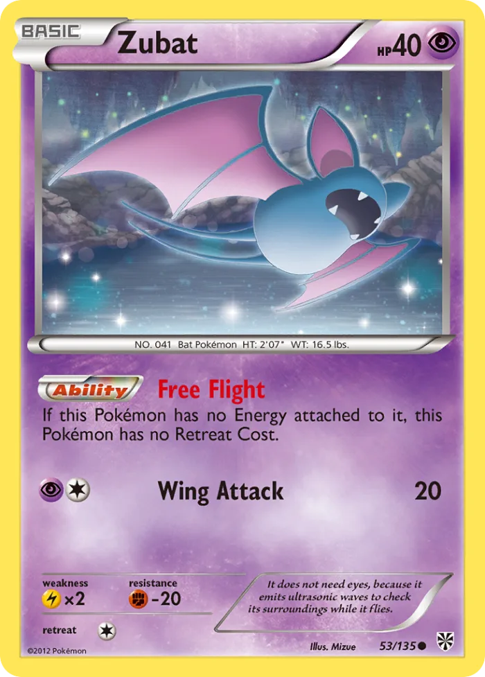 Zubat #53 Plasma Storm Pokemon card