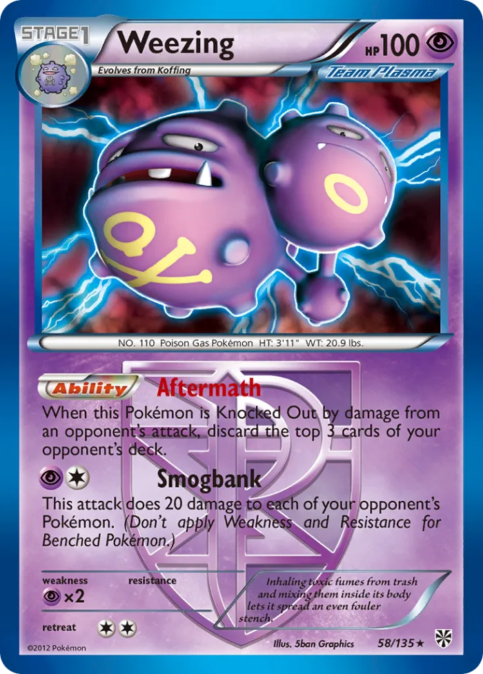 Weezing #58 Plasma Storm Pokemon card