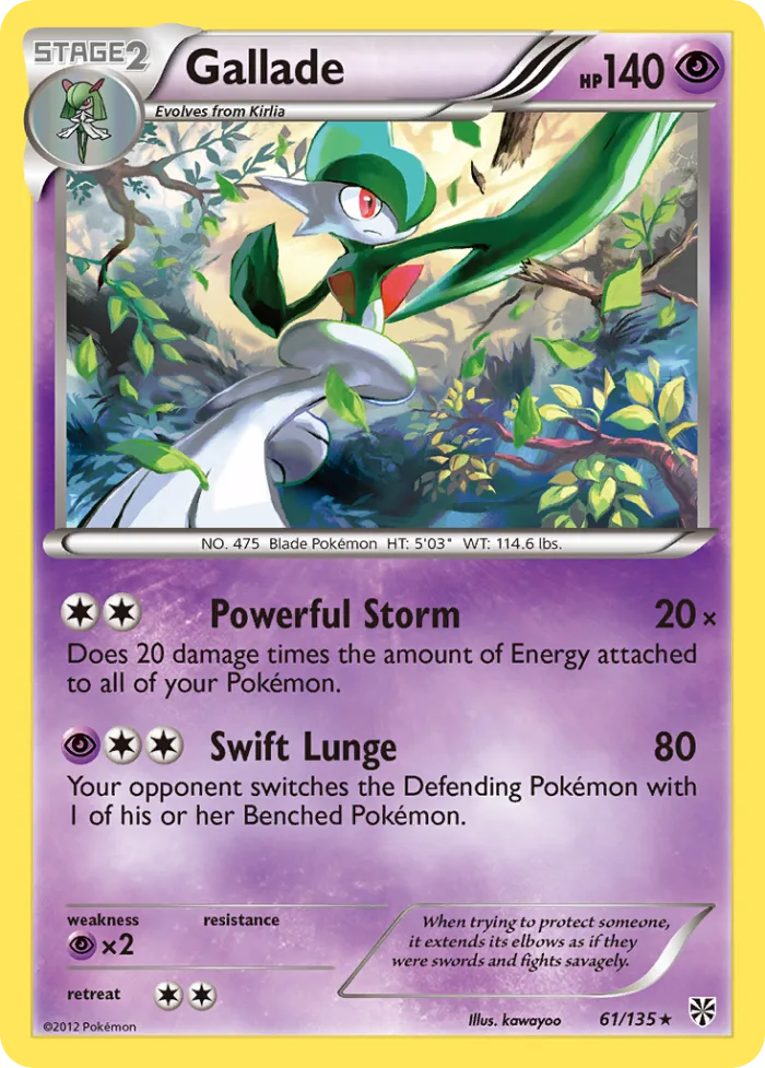 Gallade #61 Plasma Storm Pokemon card
