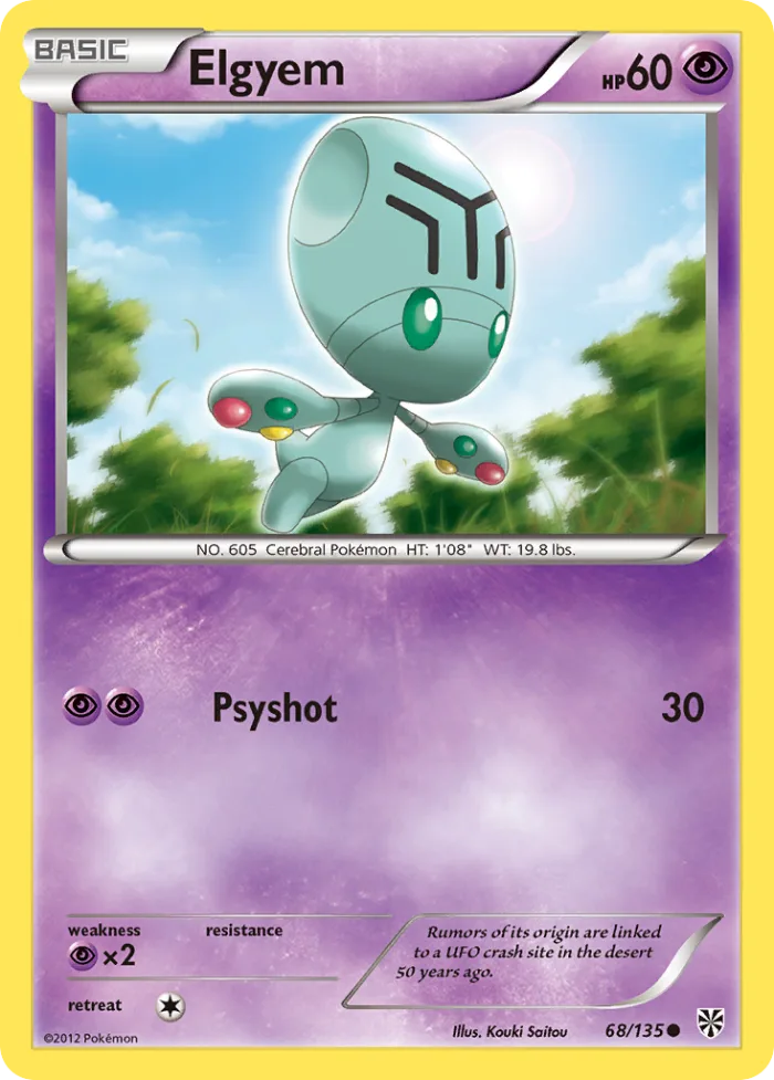 Elgyem #68 Plasma Storm Pokemon card