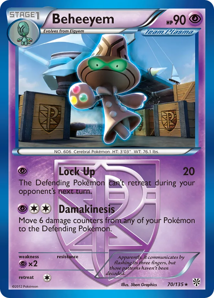 Beheeyem #70 Plasma Storm Pokemon card