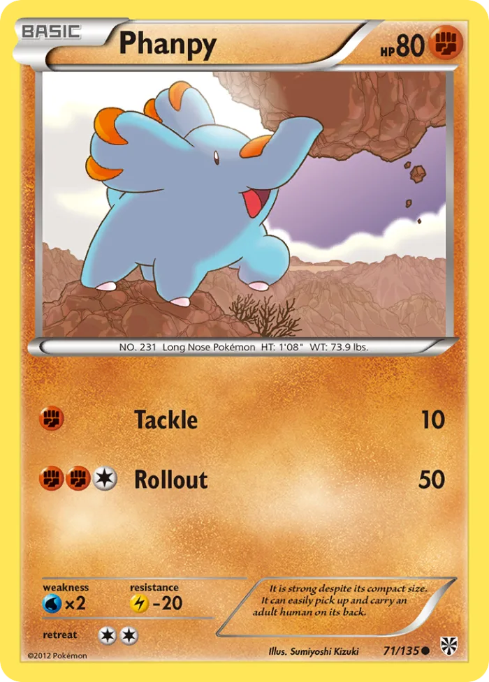Phanpy #71 Plasma Storm Pokemon card