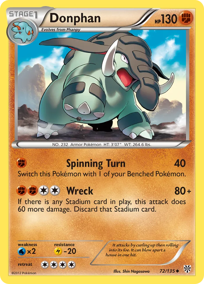 Donphan #72 Plasma Storm Pokemon card