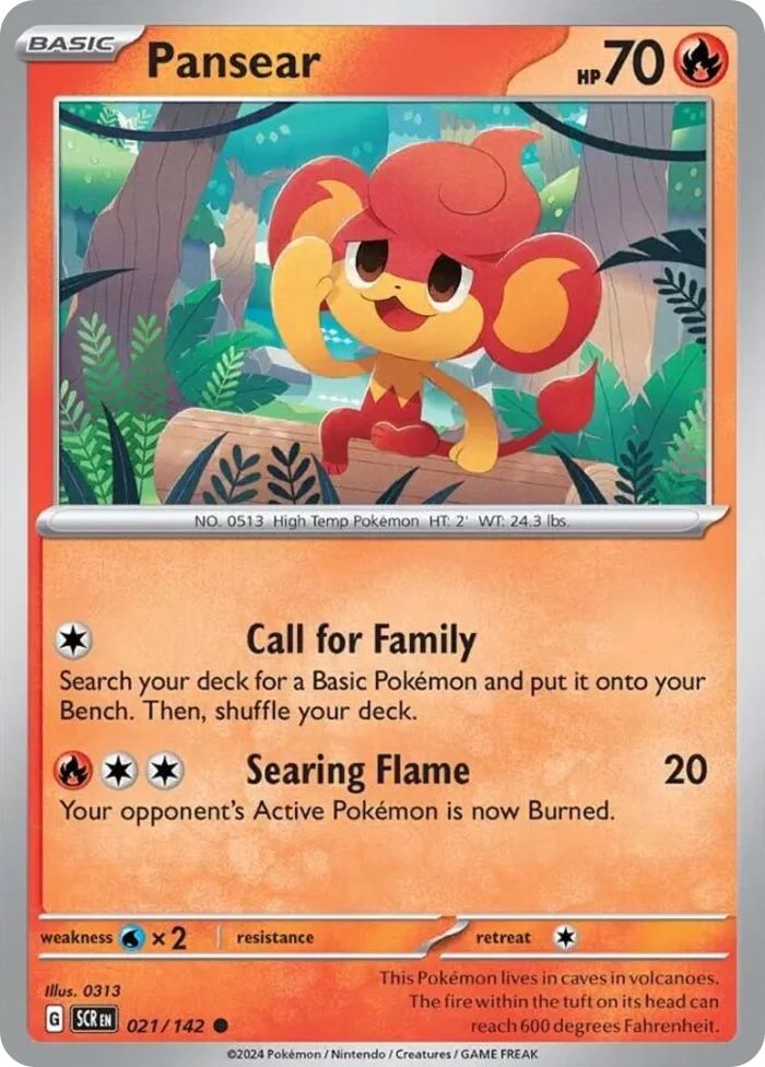 Pansear #21 Stellar Crown Pokemon card