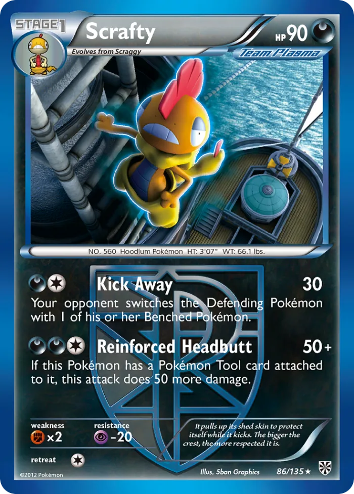 Scrafty #86 Plasma Storm Pokemon card