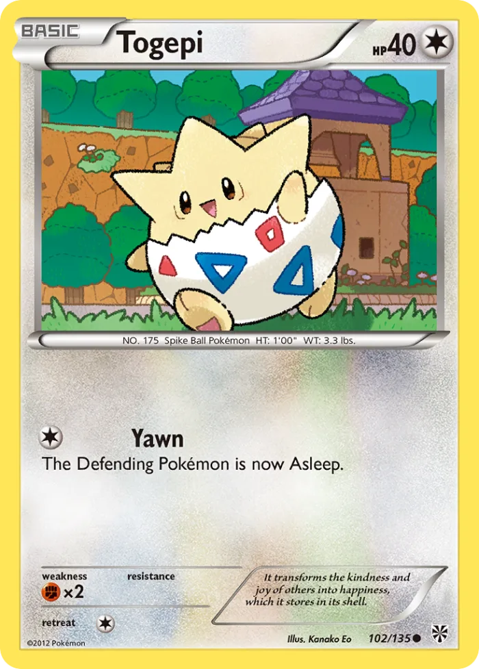 Togepi #102 Plasma Storm Pokemon card