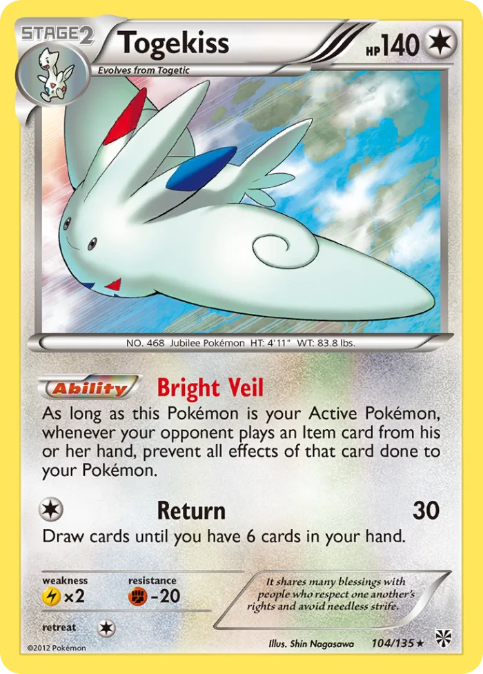Togekiss #104 Plasma Storm Pokemon card