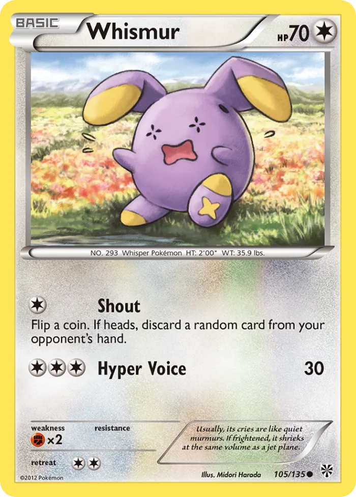 Whismur #105 Plasma Storm Pokemon card