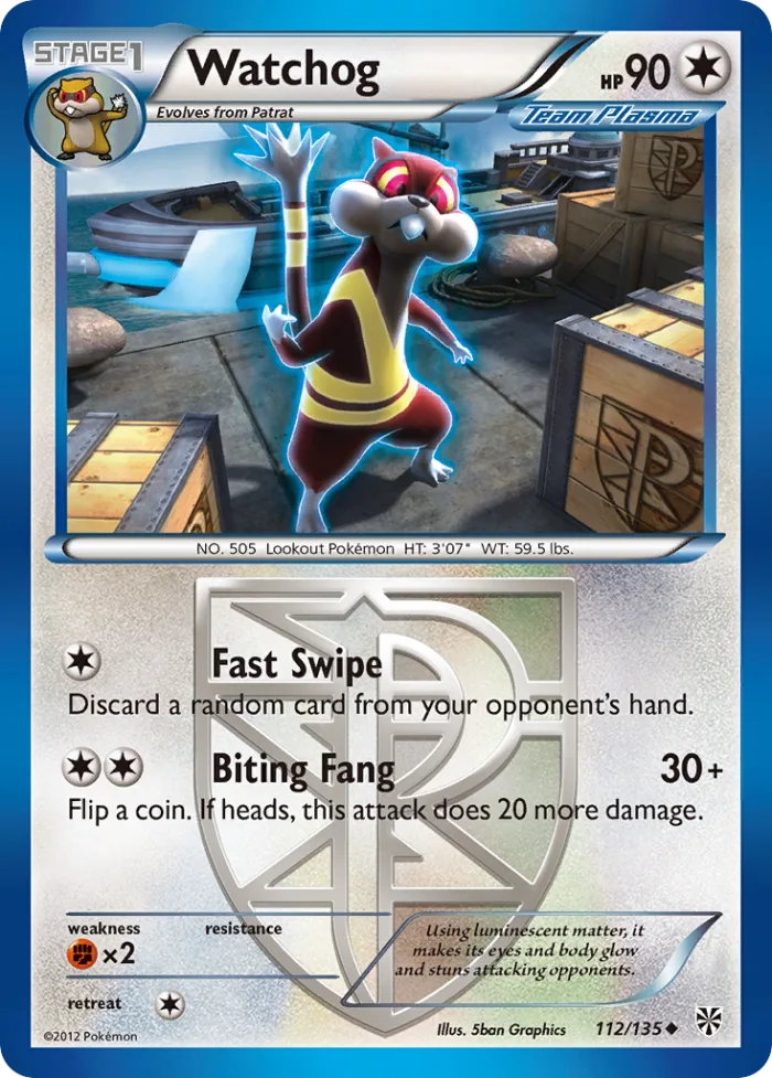 Watchog #112 Plasma Storm Pokemon card
