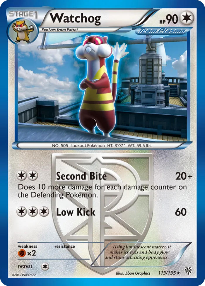 Watchog #113 Plasma Storm Pokemon card