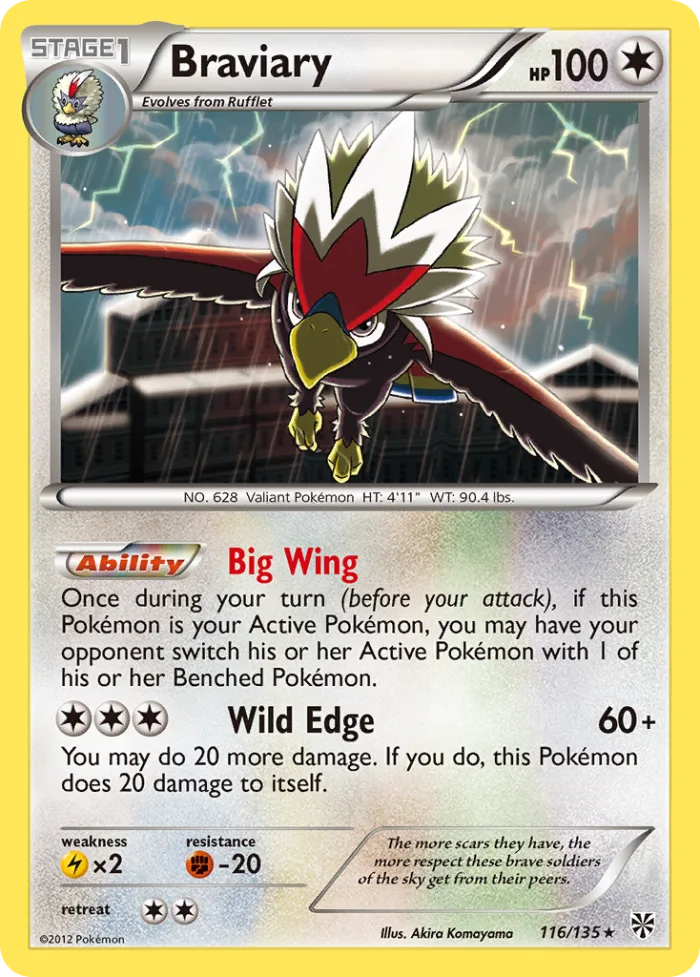 Braviary #116 Plasma Storm Pokemon card