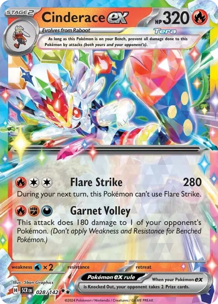 Cinderace ex #28 Stellar Crown Pokemon card