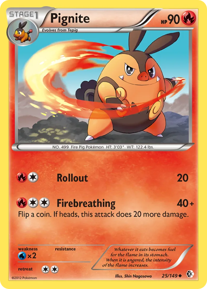 Pignite #25 Boundaries Crossed Pokemon card