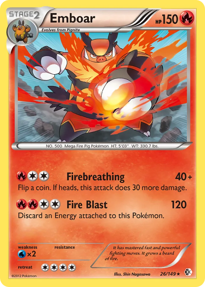 Emboar #26 Boundaries Crossed Pokemon card