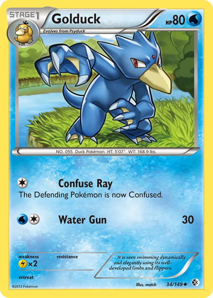 Golduck #34 Boundaries Crossed Pokemon card