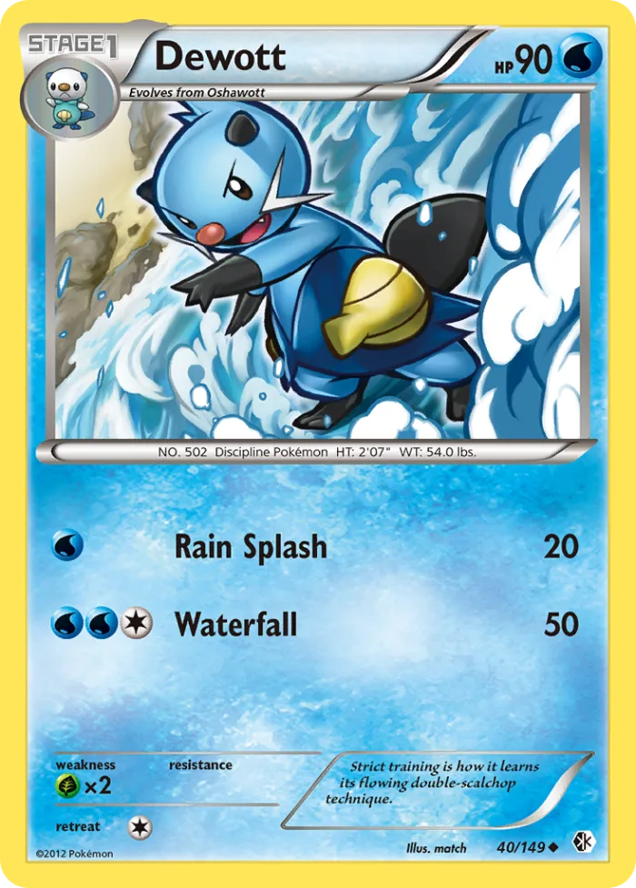 Dewott #40 Boundaries Crossed Pokemon card