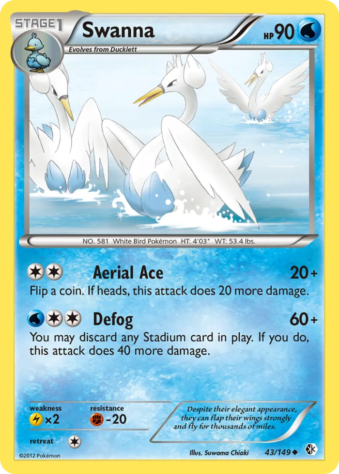 Swanna #43 Boundaries Crossed Pokemon card