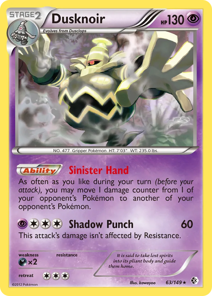 Dusknoir #63 Boundaries Crossed Pokemon card