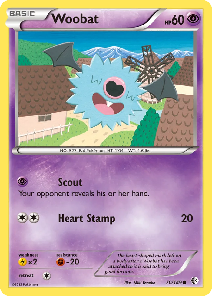 Woobat #70 Boundaries Crossed Pokemon card