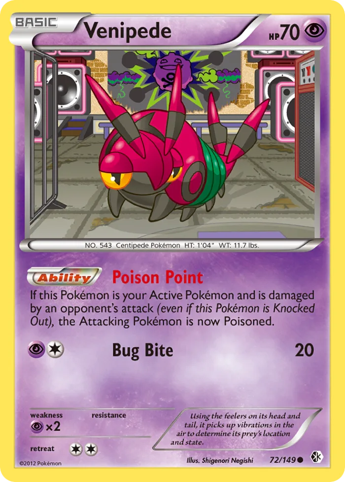 Venipede #72 Boundaries Crossed Pokemon card