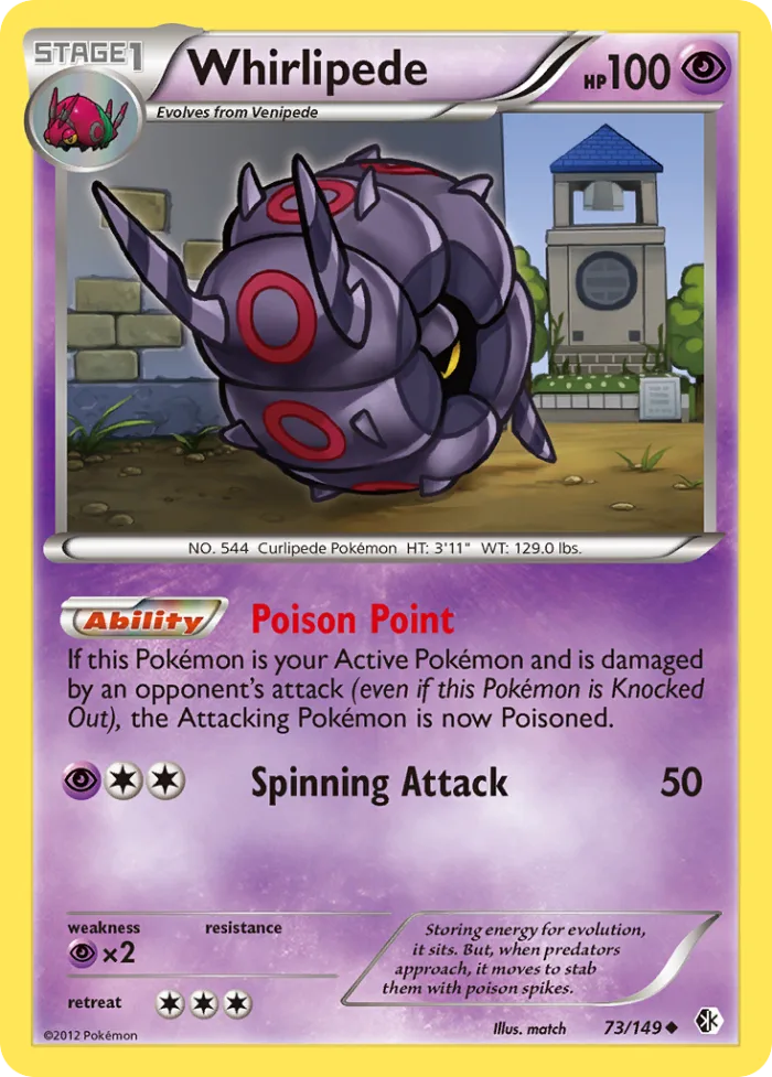 Whirlipede #73 Boundaries Crossed Pokemon card