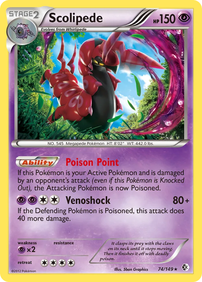Scolipede #74 Boundaries Crossed Pokemon card