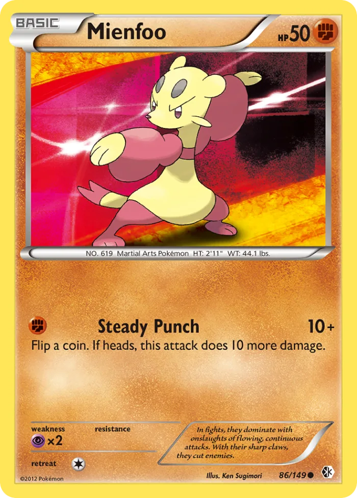 Mienfoo #86 Boundaries Crossed Pokemon card