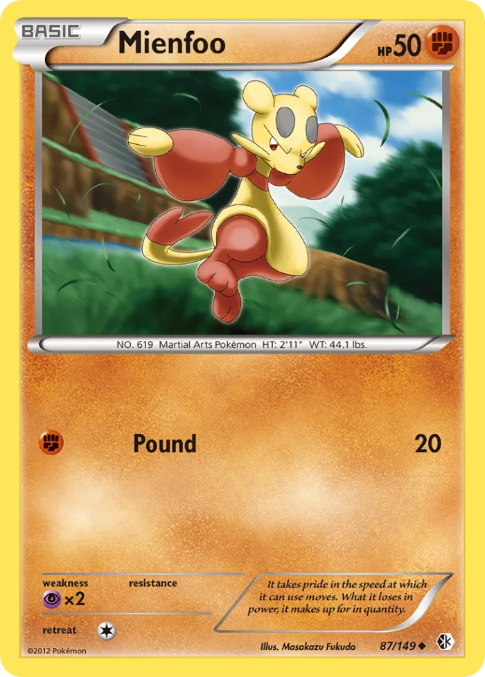 Mienfoo #87 Boundaries Crossed Pokemon card