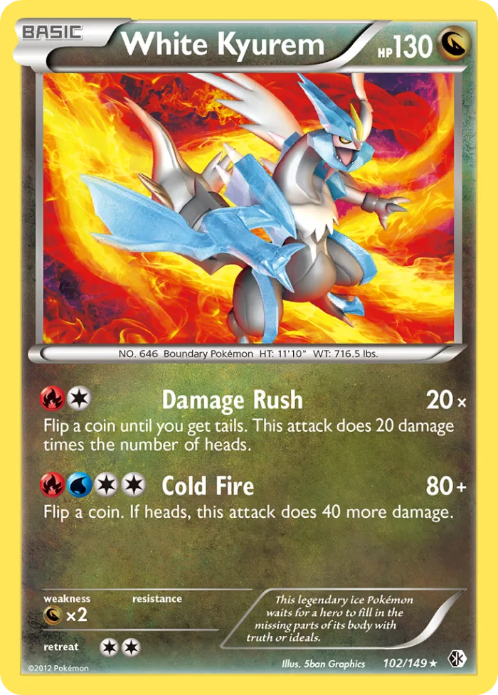 White Kyurem #102 Boundaries Crossed Pokemon card