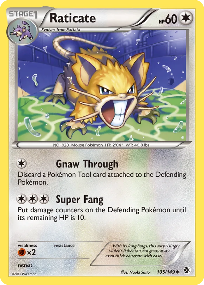 Raticate #105 Boundaries Crossed Pokemon card