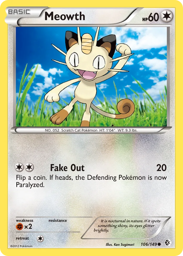 Meowth #106 Boundaries Crossed Pokemon card