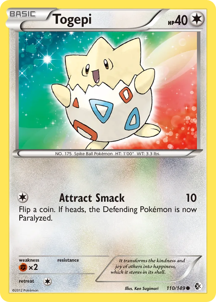 Togepi #110 Boundaries Crossed Pokemon card