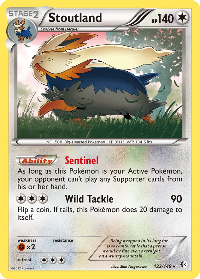 Stoutland #122 Boundaries Crossed Pokemon card