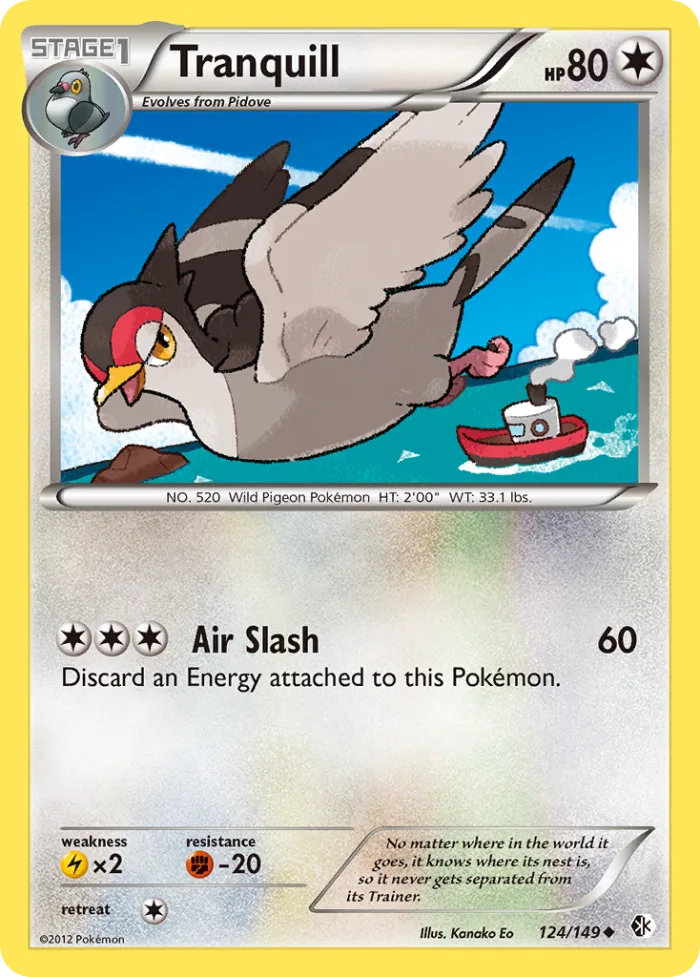 Tranquill #124 Boundaries Crossed Pokemon card