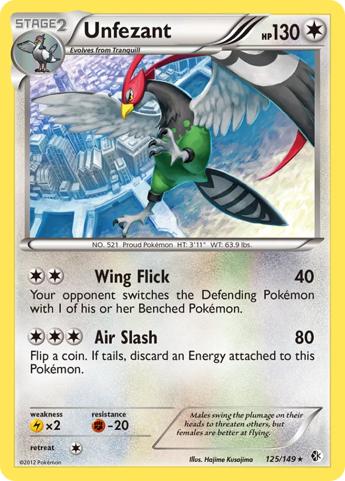 Unfezant #125 Boundaries Crossed Pokemon card