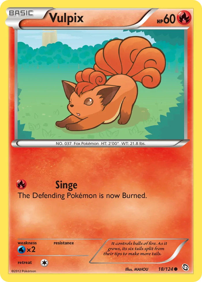 Vulpix #18 Dragons Exalted Pokemon card